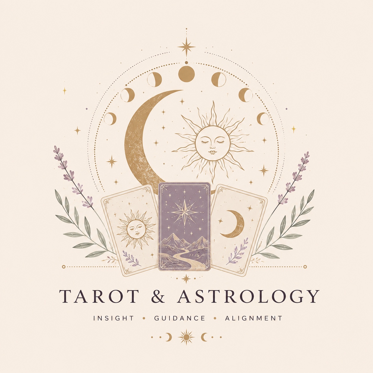 Tarot and astrology illustration in Aurora's soft celestial colours